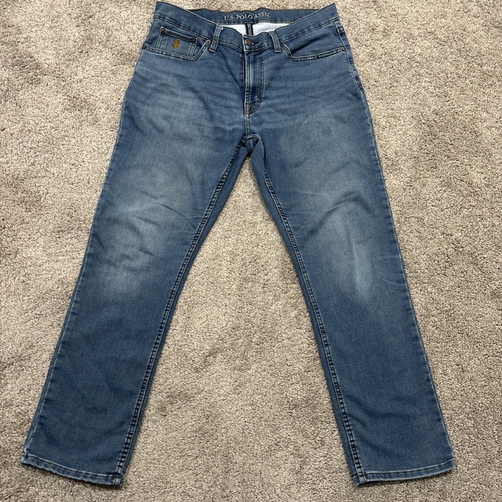US Polo Assn Mens Blue Jeans 34x30 Straight Active Stretch Denim Blend
